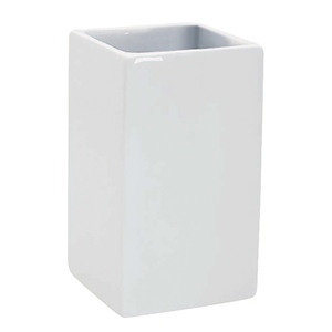 Portaspazzolino in porcellana Spirella 'Quadro' bianco, 6,5 x 6,5 x 10,5 cm - Product Image 1