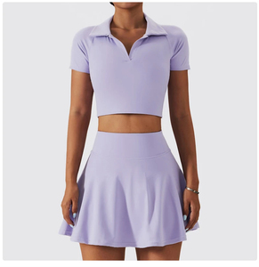 Nouveau Jupe de fitness Sports de plein air Col zippé Robe de tennis Robe uniforme netball personnalisée Robe de tennis pour femmes pour filles - Product Image 4