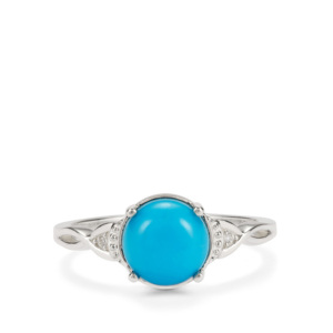 Bague Sleeping Beauty en turquoise 1,70 ct avec accent en zircon blanc, bijou statement en argent sterling émaillé - Product Image 2