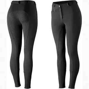 Femmes taille haute équestre Denim pantalon d'équitation culotte de genou à siège complet avec Silicone Polyester Spandex Nylon coton - Product Image 3