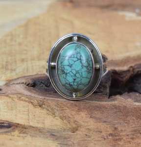Bague pour homme en argent sterling 925 avec turquoise faite à la main, taille US 7, bijoux en pierres précieuses, cadeau pour lui - Product Image 3