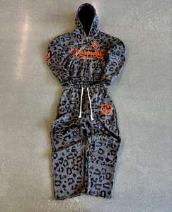 Survêtements d'hiver avec logo personnalisé Survêtement en éponge française Allover Printing Heavyweight Fleece Cotton Oversized Breathable Tracksuit - Product Image 1