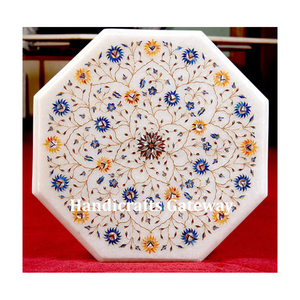 Mesa de conferencia con incrustaciones de mármol blanco exquisito moderno con juego superior de incrustaciones de mármol elegante para uso en la sala de estar Mesa artesanal - Product Image 1