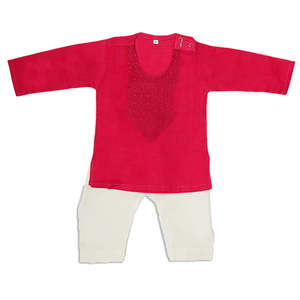 Shalwar Kameez Bordado para Bebés Recién Nacidos - Rosa Oscuro - Product Image 1
