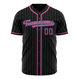 Camiseta de Béisbol en Oferta, Premium, de Poliéster, con Botones al Frente, Deportiva, Negra y Rosa, Fabricación de Ropa Deportiva de Marca Privada - Product Image 3