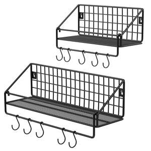 Hot Selling Vintage <b>Iron</b> Wire Metal <b>Wall</b> Rack Usage for Home Kitchenware Living Room Decorative Black Hanging Racks - Product Image 2