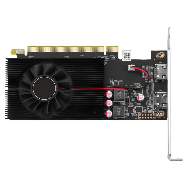 Low Profile Desktop Graphics Card 2GB DDR3 PCIe X16 GPU for Office Computer Multi Display Video Output Graphics Adapter R5 230LP