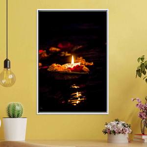 Art sur toile Diwali : Décoration imprimée pour le festival hindou, impression sur verre trempé, toile encadrée BLANCHE - Product Image 1