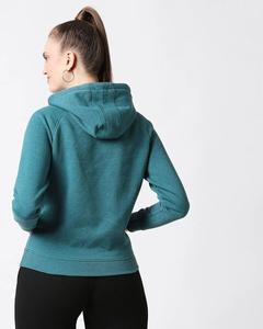 เสื้อฮู้ดผ้าฟลีซพิมพ์ลายสีเขียวอมฟ้าสำหรับผู้หญิง นุ่ม อุ่น สวมใส่สบาย แขนยาว มีกระเป๋าจิงโจ้ด้านหน้า ปรับแต่งได้ เป็นมิตรกับสิ่งแวดล้อม - Product Image 3