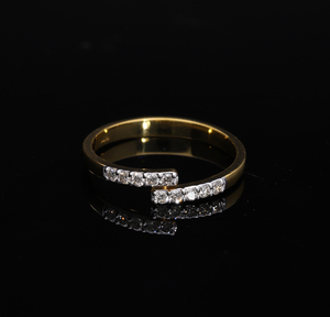 14K <b>Gold</b> Natural Diamond Open Band <b>Ring</b> Rhodium Plated Women's Modern Minimalist Cuff Style Prong-<b>Set</b> Diamonds Everyday Elegance - Product Image 3