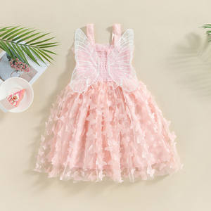 Vestido de Princesa para Bebé Niña, Verano, Sin Mangas, Encaje Floral con Lazo Decorativo, Estilo Adorable - Product Image 1