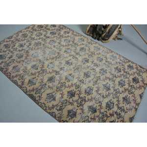 4.7x7.2 ft Rug, Vintage Rug, Turkish <b>Brown</b> <b>Wool</b> Solid Rug - Product Image 4