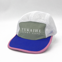 YKH grosir cetakan logo kustom topi sepeda lari topi jaring 5 panel nilon kualitas tinggi topi untuk Olahraga