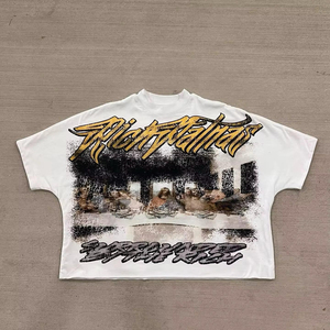 T-shirts Boxy Homme 2025 100% Coton Vintage Respirant Design Personnalisé Haute Qualité 300g Col Rond Sérigraphié - Product Image 4