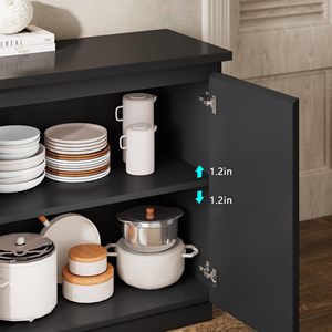 Mobile TV Moderno Nero Opaco con LED, Centro Intrattenimento Multifunzione, Credenza Buffet con Ripiani in Vetro - Product Image 5