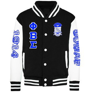 Phi Beta Sigma 1914แจ็คเก็ตตัวอักษรทีมชีวิตชาวกรีกเสื้อผ้าพี่น้องสีฟ้าสีขาวแพทช์ย้อนยุคแจ็คเก็ตวิทยาลัย - Product Image 1