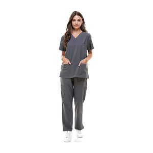 Camisas exfoliantes elásticas que absorben la humedad para mujer de alta calidad, paneles laterales acanalados, parte superior de lona, la mayoría de los uniformes de Hospital portátiles - Product Image 4