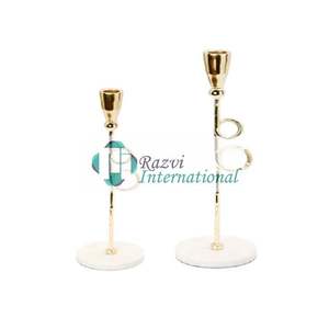 Gold Circular Loop <b>Taper</b> <b>Candle</b> Holder on Marble Base With 2 Sizes Candlestick Holders Premium Quality <b>Candle</b> Holders in India - Product Image 1