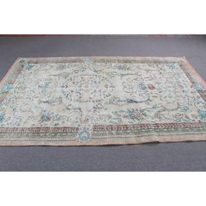 Alfombra Turca Vintage Grande de 5.7x9.2 pies (175x281 cm), Alfombra Azul a Rayas - Product Image 3