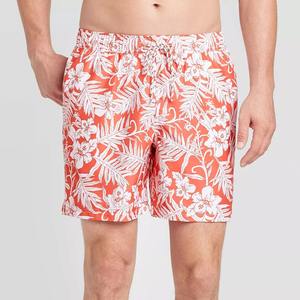 Pantalones cortos deportivos personalizados de algodón y poliéster 100% cómodos e informales con estilo para hombre, pantalones cortos de natación y Playa OEM con patrón sólido - Product Image 2