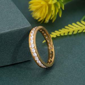 Juego de canales de oro sólido de 14K con diamante cultivado en laboratorio VVS certificado IGI de gama alta, anillo de boda eterno, joyería fina de lujo para mujer - Product Image 6