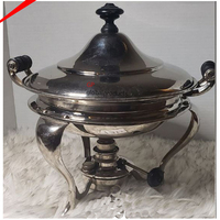 Buffet rond de styliste en métal, design antique avec brûleur, chauffe-aliments haut de gamme