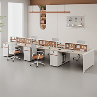 Poste de travail modulaire moderne avec panneau d'intimité, poste de travail pour 2 à 6 personnes avec armoire latérale pour le personnel de bureau
