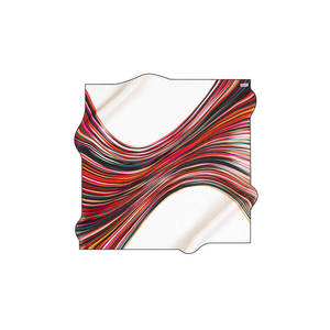 ผ้าพันคอสี่เหลี่ยมลายทางสีขาวคล้ายผ้าไหม - Product Image 1