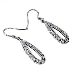 Boucles d'oreilles en argent 925 avec zircone cubique en forme de larme pour femmes, bijoux élégants en cristal - Product Image 2
