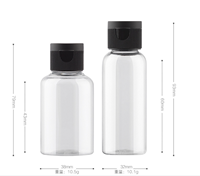 Bouteille PET 50 ml avec bouchon à clapet personnalisable pour cosmétiques, bouchon papillon, épaule ronde, reconditionnement cosmétique