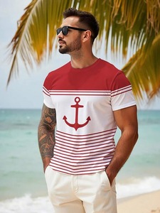Vêtements pour hommes T-shirt imprimé circulaire 3D T-shirt d'extérieur à col rond et à manches courtes Sports d'été Style de rue Séchage rapide - Product Image 6