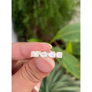 Eternity Band Pear Cut <b>Moonstone</b> <b>Ring</b> 925 Sterling Silver Handmade Gemstone <b>Ring</b> Wholesale Jewelry Supplier - Product Image 4