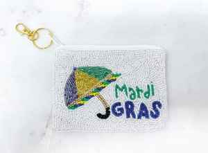 Designer Handmade Fully Beaded Mardi Gras <b>Festivals</b> Small Coin Purses for <b>Women</b> Girls Anti-Theft Zipper Polyester White Storage - Product Image 3