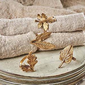 Handmade Best selling Novelty designs Napkin Holder Ring For Wedding <b>Table</b> Decoration Natural Leaf pattern <b>Gold</b> napkin ring - Product Image 6