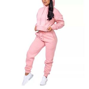 Conjunto de chándal de 2 piezas ligero estampado de invierno para mujer con pantalones de chándal con capucha ropa deportiva de algodón 100% - Product Image 1