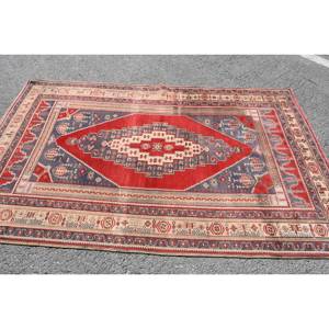 Tapis turc vintage 4.7x7.4 pieds rouge noir Style Kilim grande surface tapis en laine Latex support Patchwork pour couloir chambre décor - Product Image 3