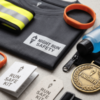 Kit de course nocturne personnalisé avec tee-shirt réfléchissant, brassard LED, pochette souple et ceinture de course