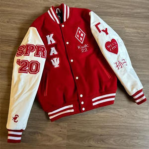 Veste universitaire confortable et solide de couleur personnalisée grande taille pour hommes Corps en laine de haute qualité Manches en cuir Veste universitaire pour hommes - Product Image 6