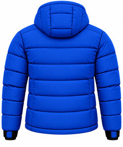 <b>mens</b> Hooded Puffer Jacket Winter Thick Warm Zipper Front Solid Blue Casual Windproof winter street wear <b>men</b> puffer jacket - Product Image 2