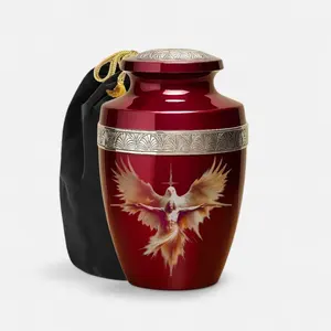 โกศเผาศพสีเบอร์กันดี สำหรับบรรจุอัฐิมนุษย์ ขนาดผู้ใหญ่ พร้อมถุง - Product Image 2