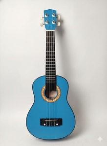 Ukelele Azul Portátil para Niños y Principiantes de 4 Cuerdas de Caoba Incluye Capo, Púas y Correa Negra - Product Image 2