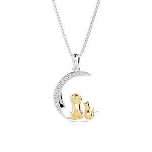 Collier Jeulia Petland plaqué or avec un golden retriever et un chat pour enfants - Product Image 1