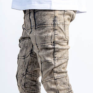 Pantalones Acampanados de Cintura Media para Hombre, Estilo Urbano, de Algodón y Spandex, Ajuste Regular, Jeans Apilados Desgastados, Transpirables y de Peso Pesado para Otoño - Product Image 6