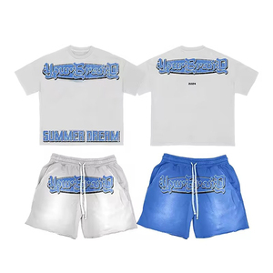 Conjunto de dos piezas verano algodón nuevos hombres trajes de moda simples hombres venta al por mayor verano nuevos hombres pantalones cortos casuales conjuntos - Product Image 4