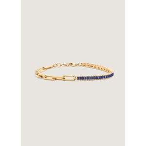 Serena Baguette Tennis Link <b>Bracelet</b> Blue Sapphire Geometric Rhodium Plated <b>Copper</b> Brass Bangles Classic Religious Trendy Gift - Product Image 1