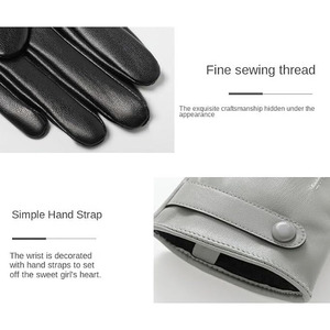 Guantes de Piel de Oveja Personalizados para Mujer, con Pantalla Táctil, Térmicos, Forrados de Algodón para Invierno, Casuales, Cálidos, para Exteriores - Product Image 5