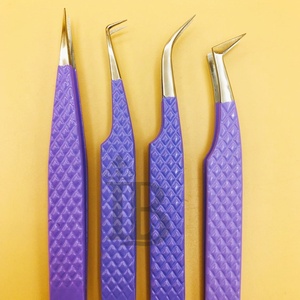 Pince à épiler professionnelle pour extensions de cils, pince à épiler violette, pince à épiler violette avec revêtement en poudre, prix de gros, acier inoxydable, vison - Product Image 4