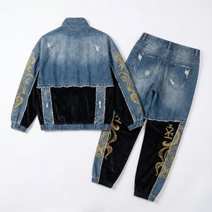 Ensemble survêtement pour homme personnalisé, lavage à l'acide, uni, coupe-vent, en nylon, broderie, deux pièces, veste ample, pantalon, style Y2K - Product Image 3