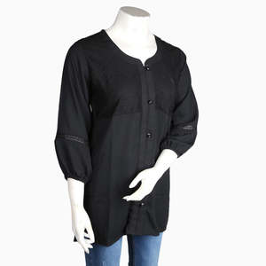 Haut en mousseline de soie pour femme - Noir - Product Image 1