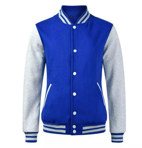 Logotipo personalizado Stand Up Collar Hombres Puños acanalados Letterman Béisbol Bomber Varsity Jacket - Product Image 5